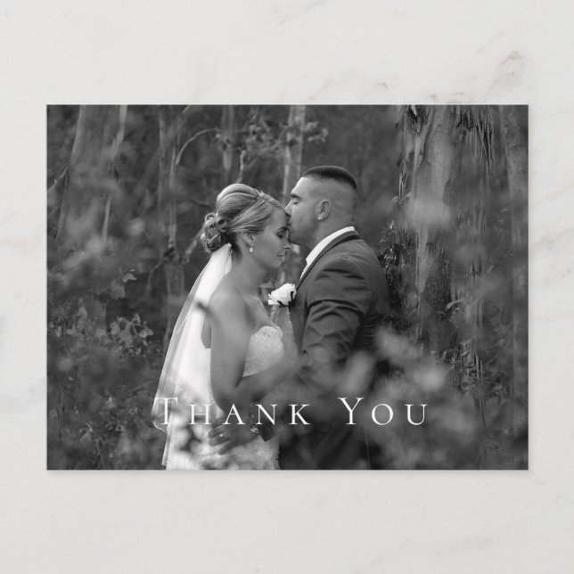 Postal Boda fotográfico de par B/W Gracias Postcard (Anverso)