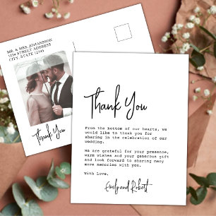 Postal Boda fotográfico elegante de tipografía presupuest