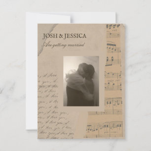 Postal Boda fotográfico estético de papel de época