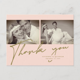 Postal Boda fotográfico minimalista de marco rosado 2 Gra