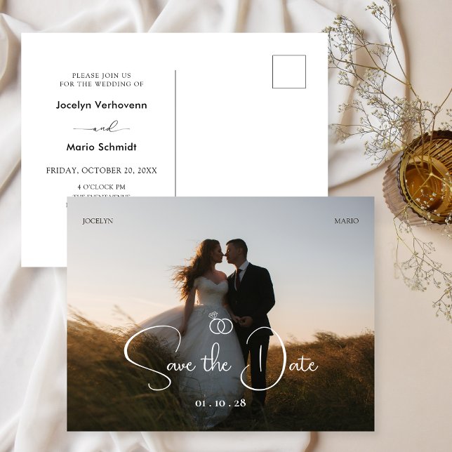 Postal Boda fotográfico minimalista moderno (Subido por el creador)