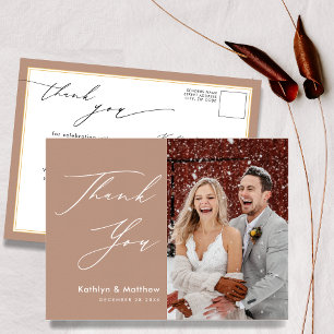Postal Boda fotográfico moderno con escritura elegante de