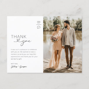 Postal Boda fotográfico moderno minimalista Gracias