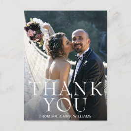 Postal Boda fotográfico moderno sencillo gracias