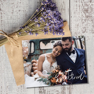 Postal Boda fotográfico moderno solo casado gracias