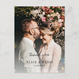 Postal Boda fotográfico moderno y sencillo de caligrafía