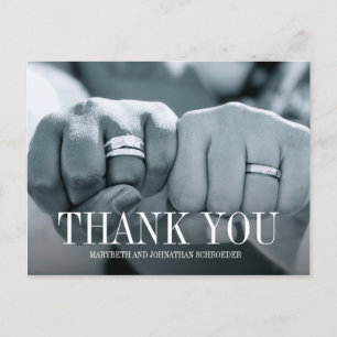 Postal Boda fotográfico sencillo y elegante Gracias Postc