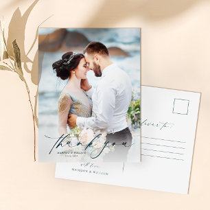 Postal Boda fotográfico simple gracias