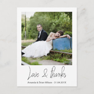Postal Boda fotográfico simple Gracias Postcard