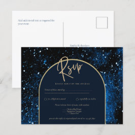 Postal Boda Galaxy Starry Night Navy Blue Gold