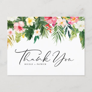 Postal Boda Garland de Flores Tropicales Gracias
