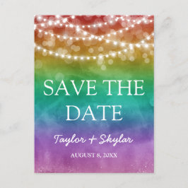 Postal Boda gay arcoiris Ombre salva la fecha