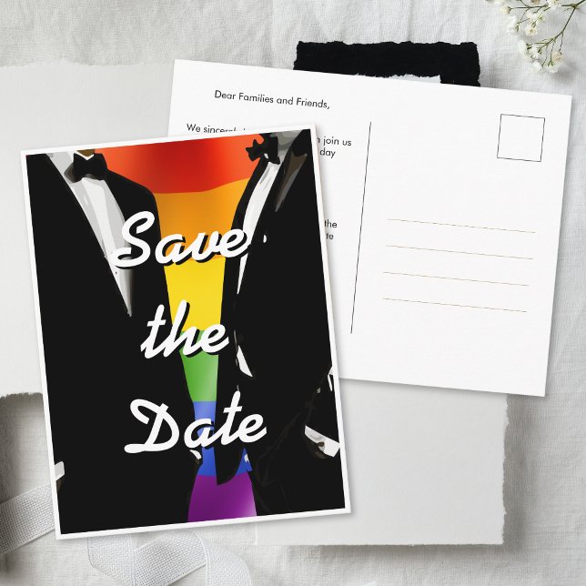 Postal Boda Gay Moderna y Elegante Arcoíris (Subido por el creador)