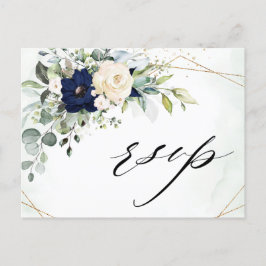 Postal Boda geométrica de la Marina Rubor Floral Greenery