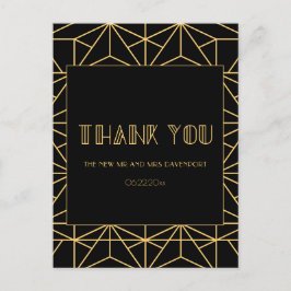 Postal Boda geométrico art deco de los años 20, gracias