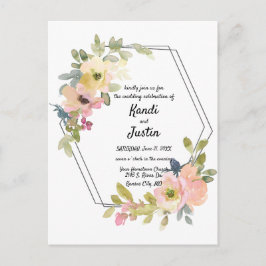 Postal Boda geométrico floral acuarela