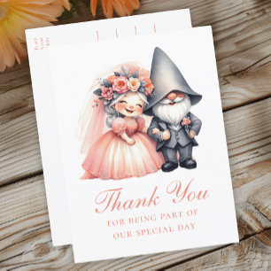 Postal Boda Gnomo Naranja Bonito Agradecimiento Caprichos