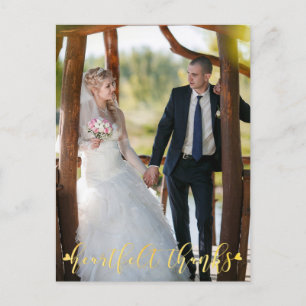 Postal Boda Gold HEARTFELT GRACIAS, Fotos frontales/trase