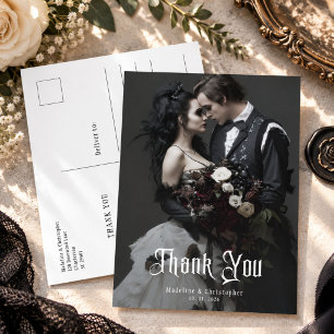 Postal Boda Gótica Romántica Oscura Foto Gracias