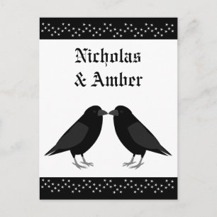 Postal Boda gótico Kissing Ravens Personalizado