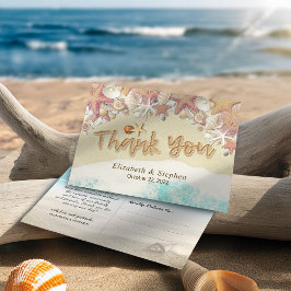 Postal Boda Gracias A Summer Beach Starfish Seashell