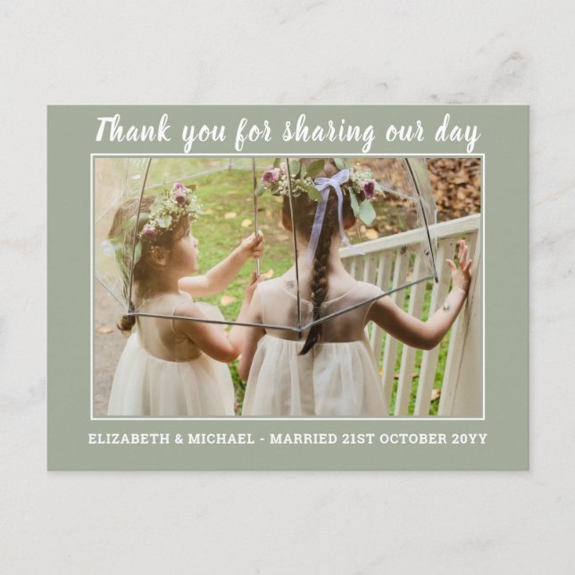 Postal Boda Gracias Cartas con foto digital virtual (Anverso)