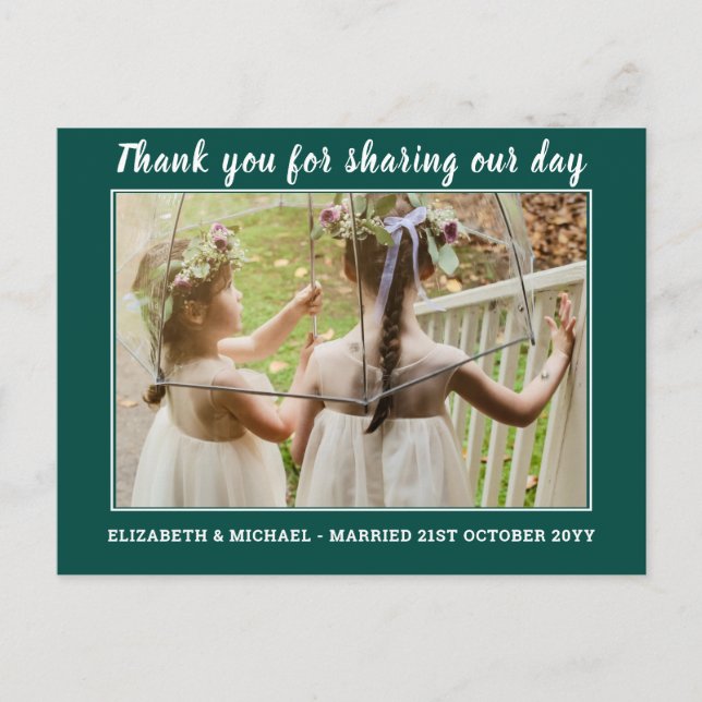 Postal Boda Gracias Cartas con foto digital virtual (Anverso)