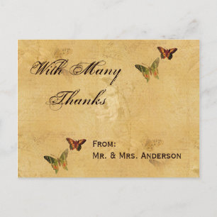 Postal Boda Gracias Damasco Vintage Mariposa Beige