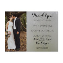 Boda Gracias Foto Postcard Floral Blanca