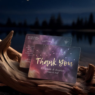 Postal Boda Gracias Galaxy Star Nebula Constellation