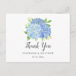 Postal Boda Gracias Hydrangea Watercolor Floral