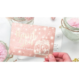 Postal Boda Gracias Mason Jar String Light Rosa Gold