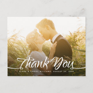 Postal Boda Gracias Personalizado de escritura caligráfic