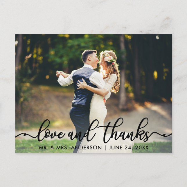 Postal Boda Gracias por amor y gracias foto (Anverso)