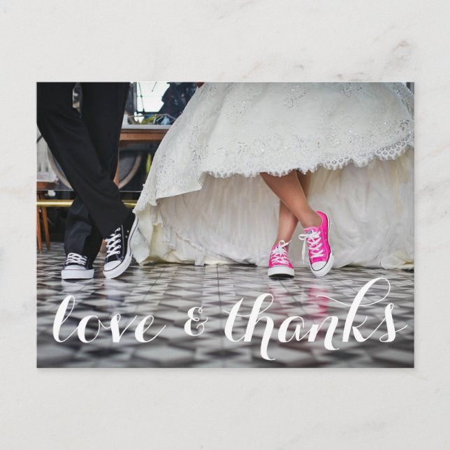Postal Boda gracias postal, amor y gracias (Anverso)