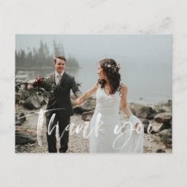 Postal Boda Gracias postcard con letras modernas a mano