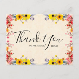 Postal Boda Gracias Postcard Romántico Floral