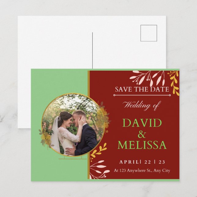 Postal Boda Guardar La Postcarta De Fecha (Anverso / Reverso)