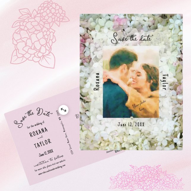 Postal Boda Hidrangea Blanca Foto Guardar fecha (Subido por el creador)