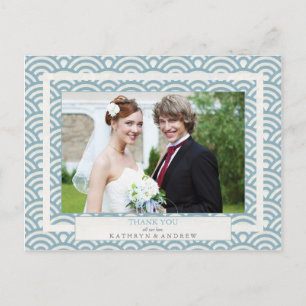 Postal Boda japonés de Seigaiha Gracias/foto Personalizad
