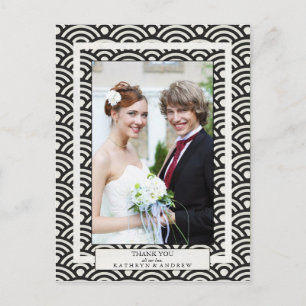 Postal Boda japonés de Seigaiha Gracias/foto Personalizad
