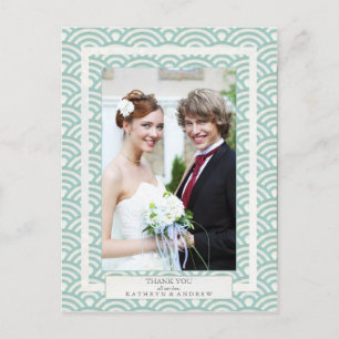 Postal Boda japonés de Seigaiha Gracias/foto Personalizad