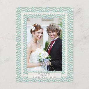Postal Boda japonés de Seigaiha Gracias/foto Personalizad