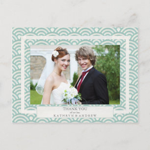 Postal Boda japonés de Seigaiha Gracias/foto Personalizad