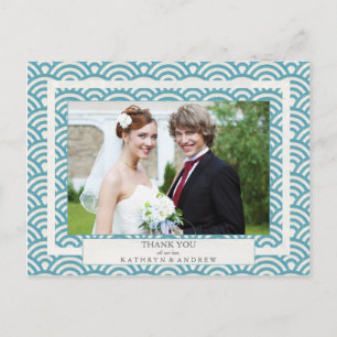 Postal Boda japonés de Seigaiha Gracias/foto Personalizad