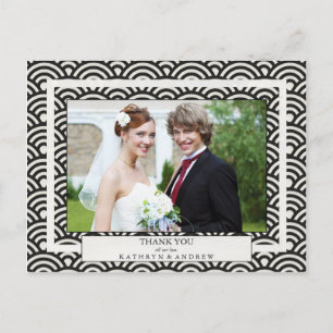 Postal Boda japonés de Seigaiha Gracias/foto Personalizad
