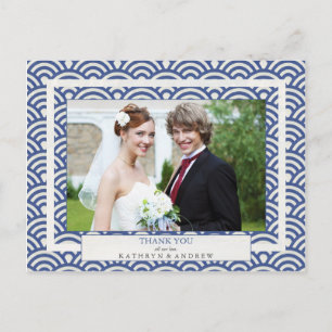 Postal Boda japonés de Seigaiha Gracias/foto Personalizad