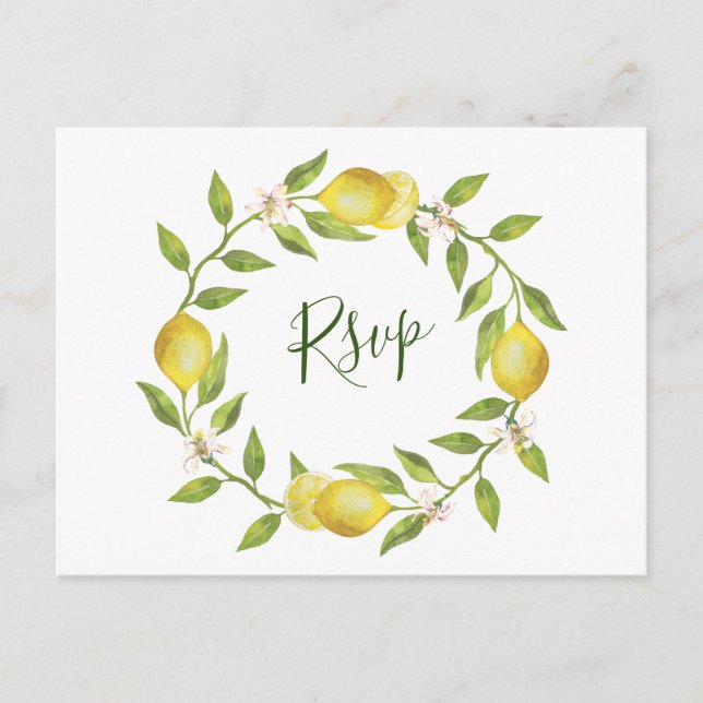Postal Boda Lemons Blossom RSVP con elección de comida (Anverso)