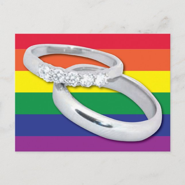 Postal Boda lesbiana gay (Anverso)