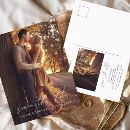 Postal Boda manuscrita Guardar la foto de fecha simple